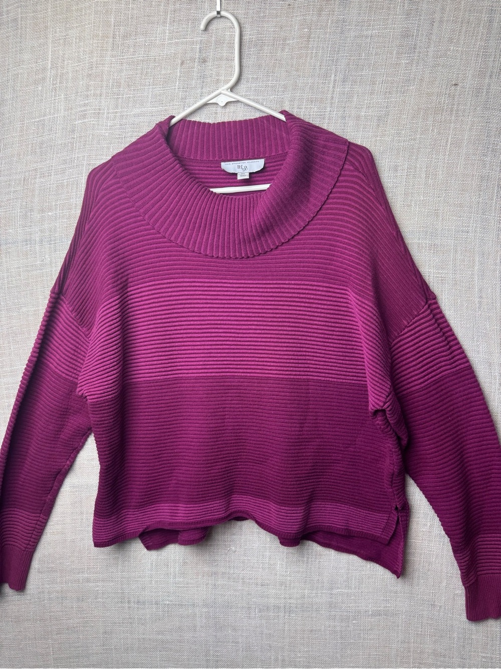 Fuchsia Ribbed Cowl Neck Sweater